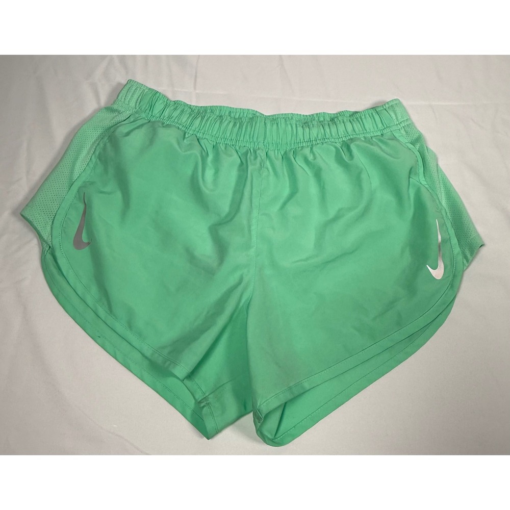 Nike Dri-FIT Womens Running Shorts Mint Green Mesh Panels Reflective Swoosh M